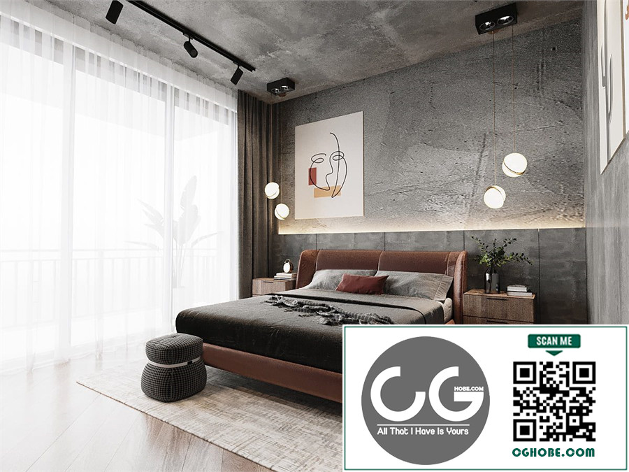 Free 3D Bedroom and Bathroom Interior Model Download by Tran Thang Free Download