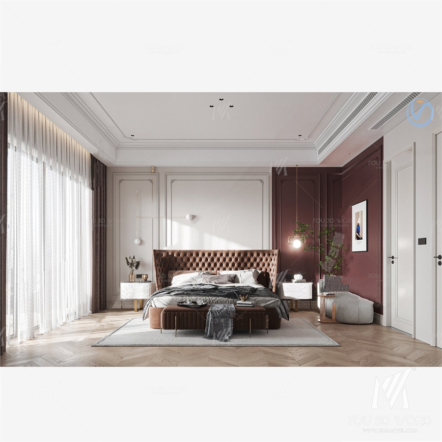 French bedroom master bedroom 3d model Free Download