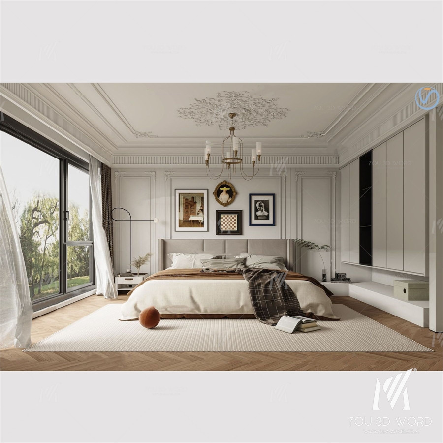 French bedroom master house master bedroom 3d model