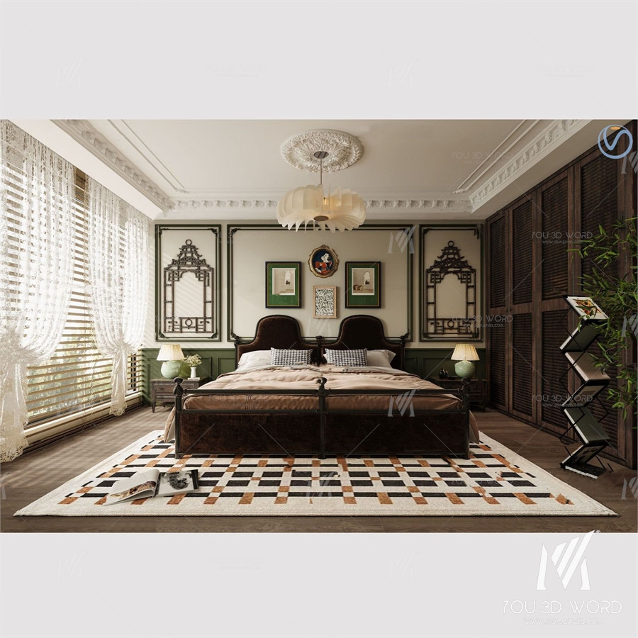 French retro bedroom 3d model Free Download