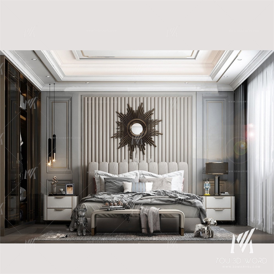 Jane Ou bedroom master room 3d model Free Download