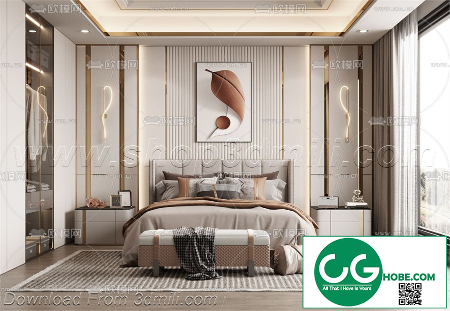 Modern Bedroom 04 3D Model Free Download