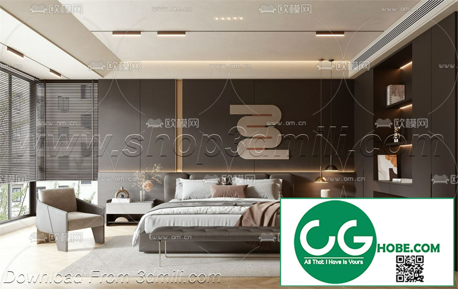 Modern Bedroom 05 3D Model Free Download