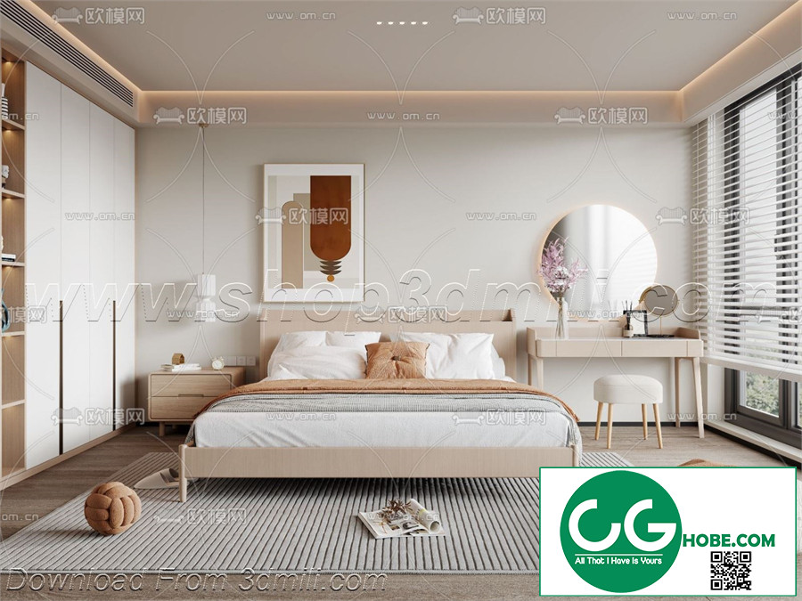 Modern Bedroom 06 3D Model Free Download