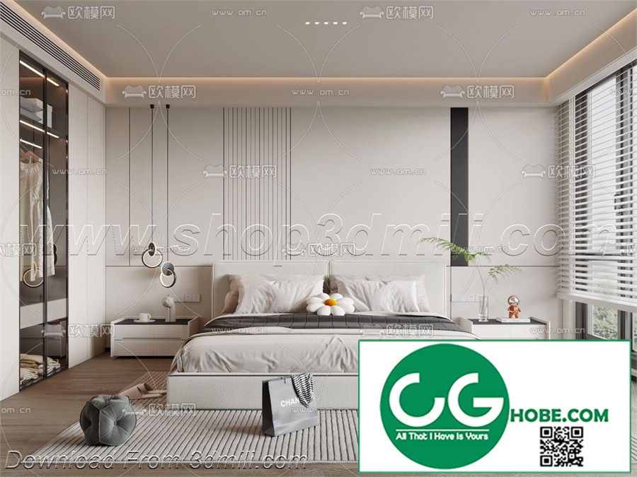 Modern Bedroom 07 3D Model Free Download