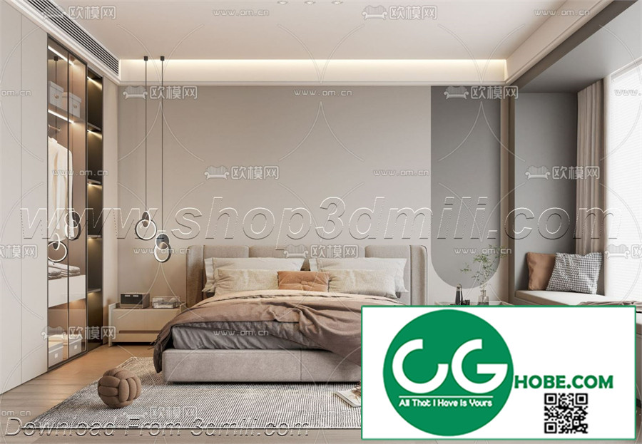 Modern Bedroom 08 3D Model