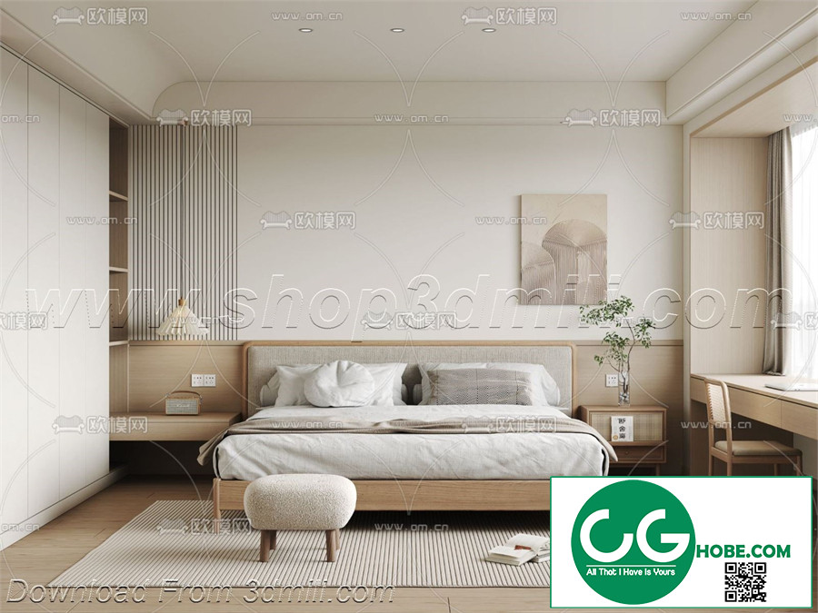 Modern Bedroom 09 3D Model Free Download
