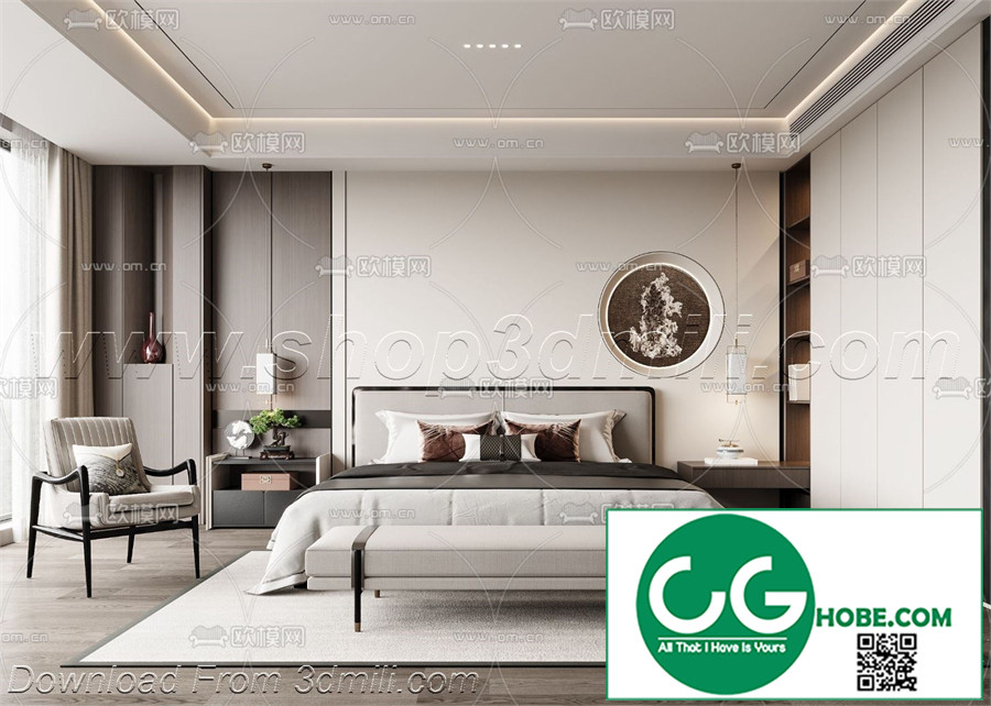 Modern Bedroom 10 3D Model Free Download
