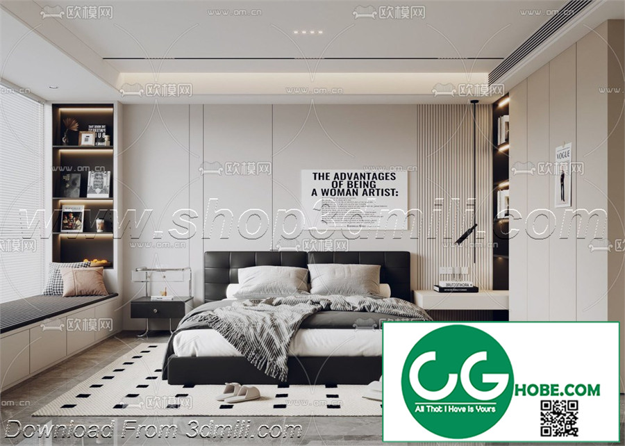 Modern Bedroom 102 3D Model Free Download