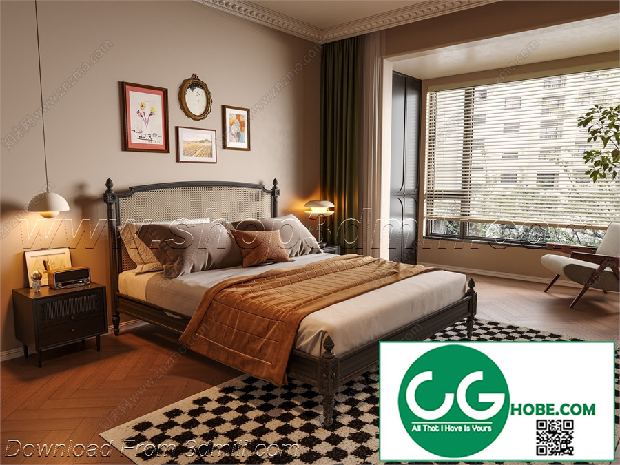 Modern Bedroom 104 3D Model Free Download
