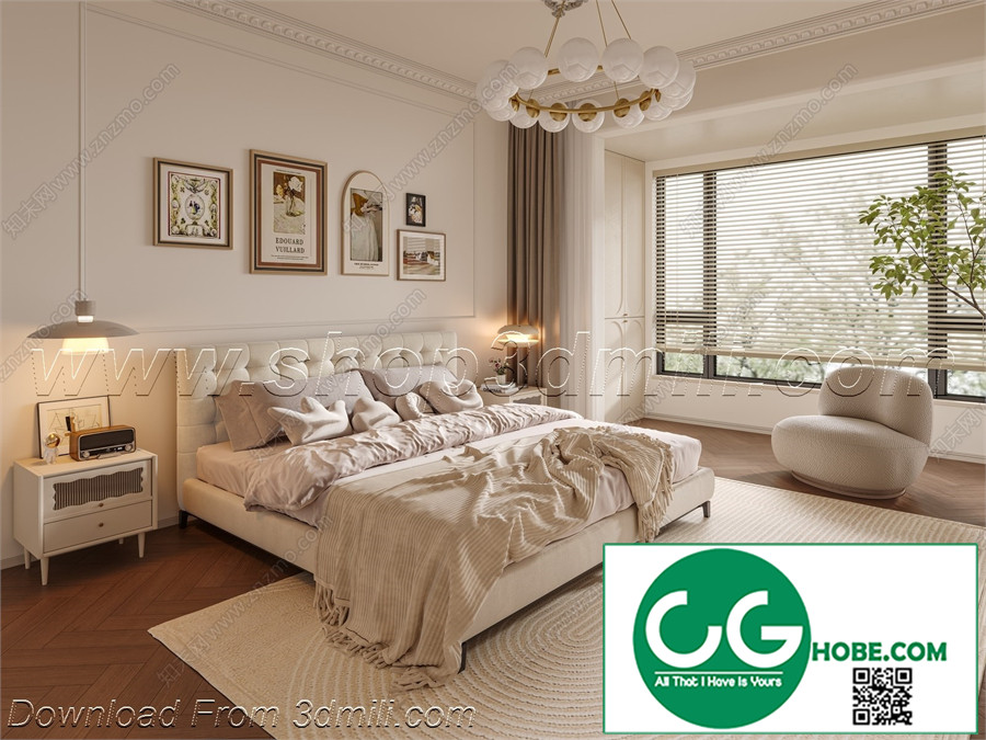 Modern Bedroom 108 3D Model Free Download