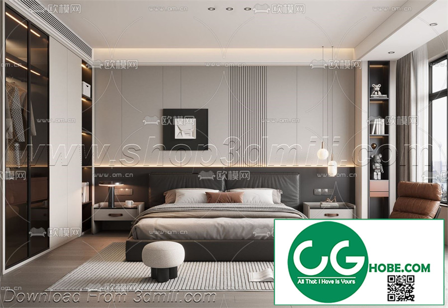 Modern Bedroom 113 3D Model Free Download