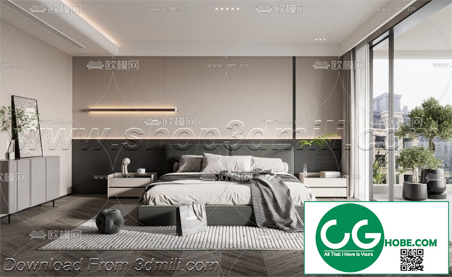 Modern Bedroom 12 3D Model Free Download