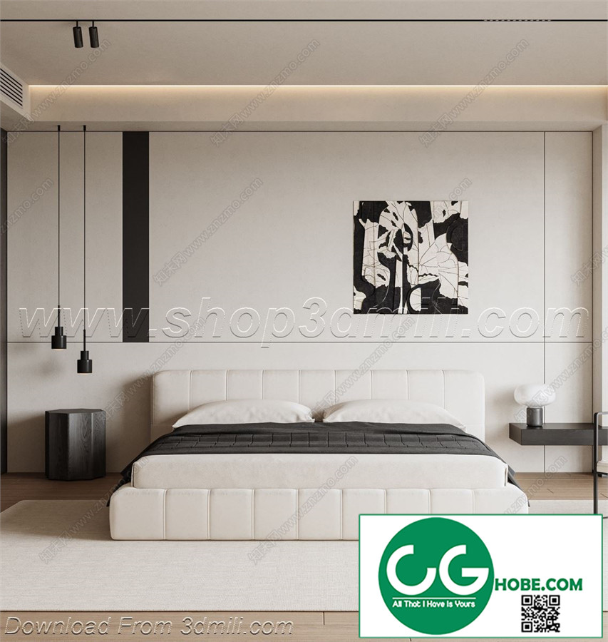 Modern Bedroom 120 3D Model Free Download
