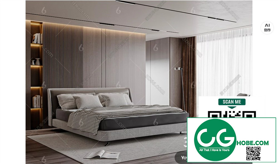 Modern Bedroom 121 3D Model Free Download