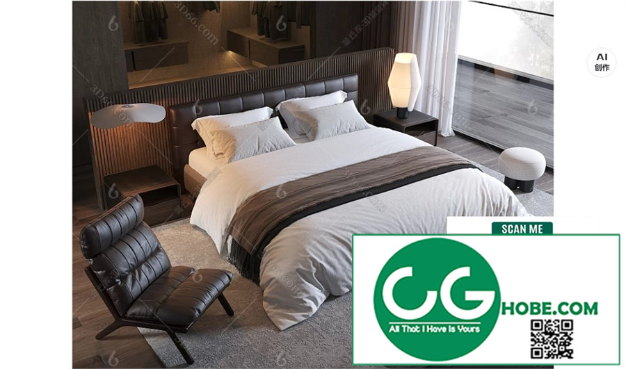 Modern Bedroom 124 3D Model Free Download