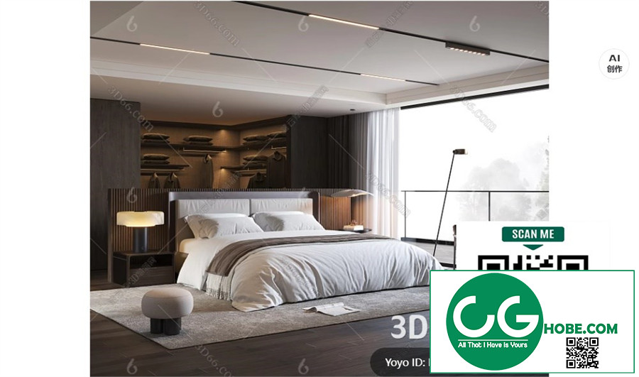Modern Bedroom 126 3D Model Free Download