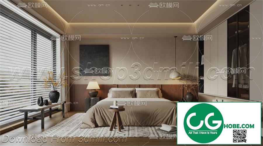 Modern Bedroom 127 3D Model Free Download