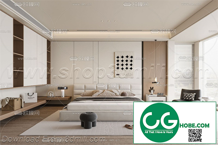 Modern Bedroom 128 3D Model Free Download