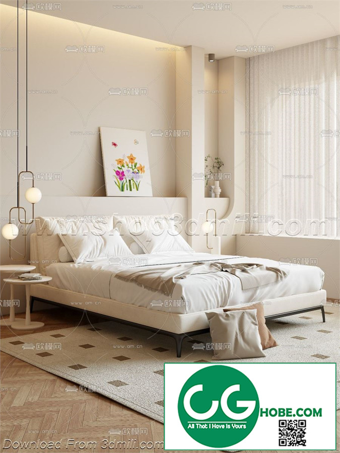 Modern Bedroom 129 3D Model Free Download