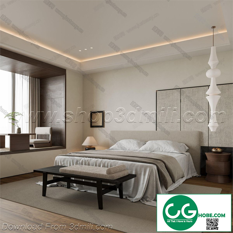 Modern Bedroom 142 3D Model Free Download