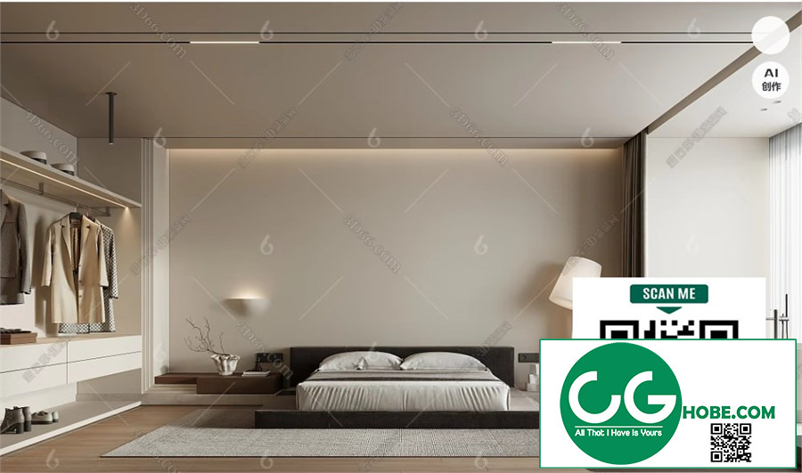 Modern Bedroom 146 3D Model Free Download