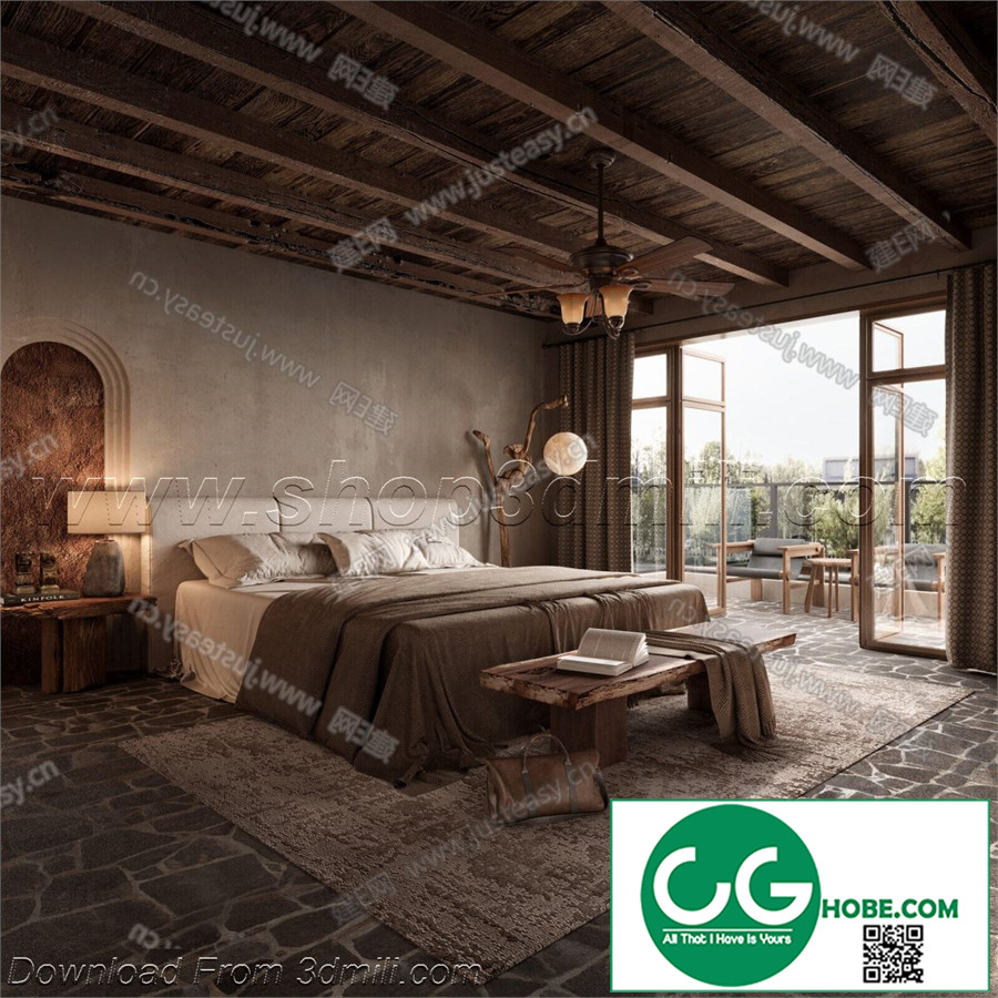 Modern Bedroom 148 3D Model Free Download