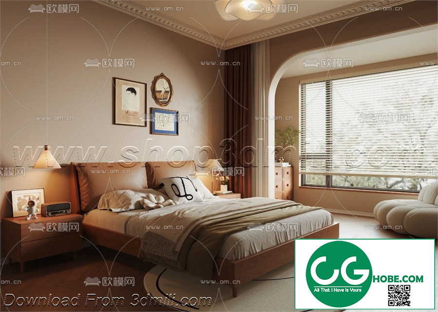 Modern Bedroom 150 3D Model Free Download