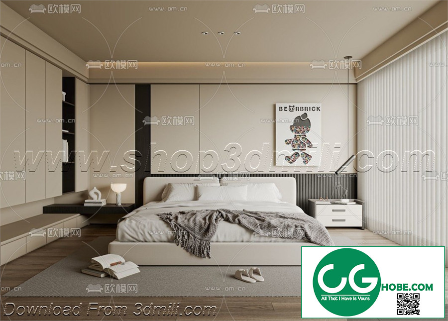 Modern Bedroom 153 3D Model Free Download