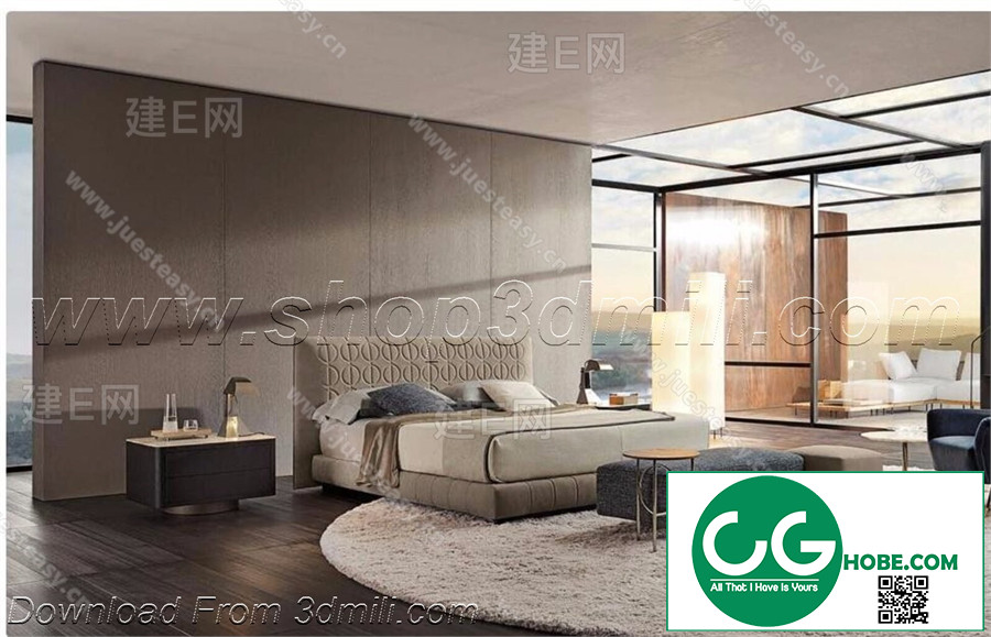 Modern Bedroom 155 3D Model Free Download