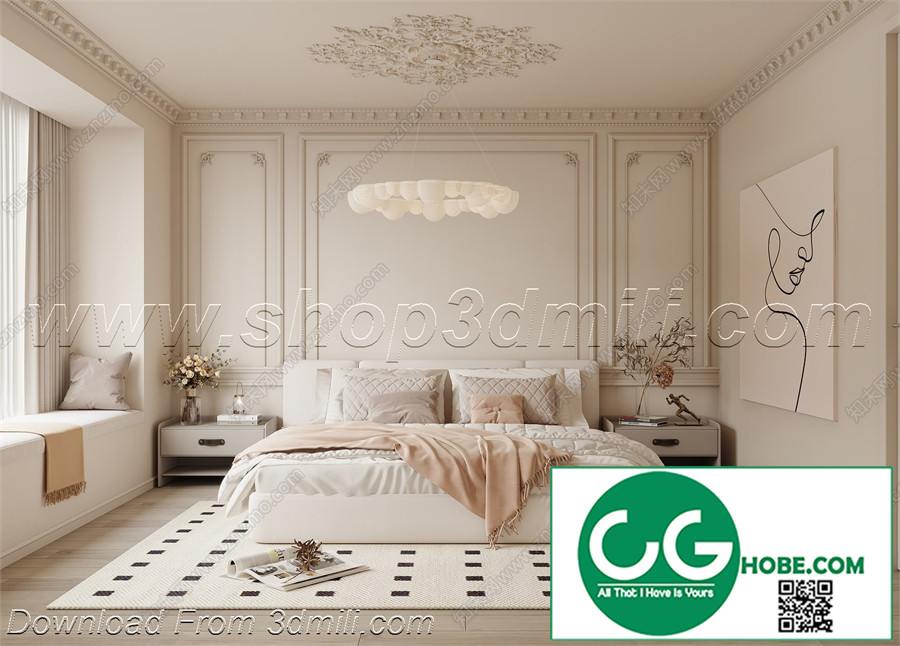 Modern Bedroom 158 3D Model Free Download