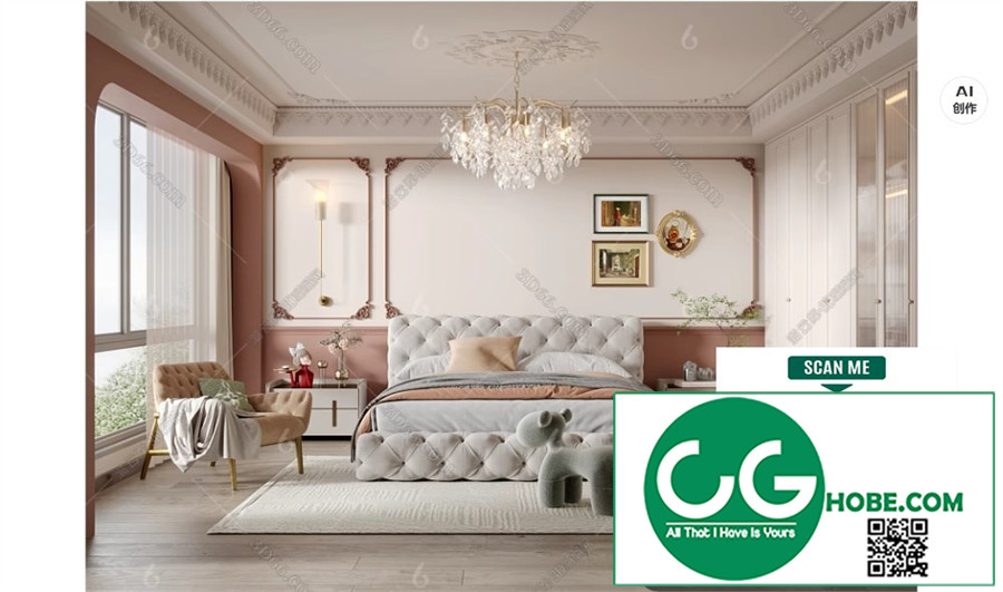 Modern Bedroom 159 3D Model Free Download