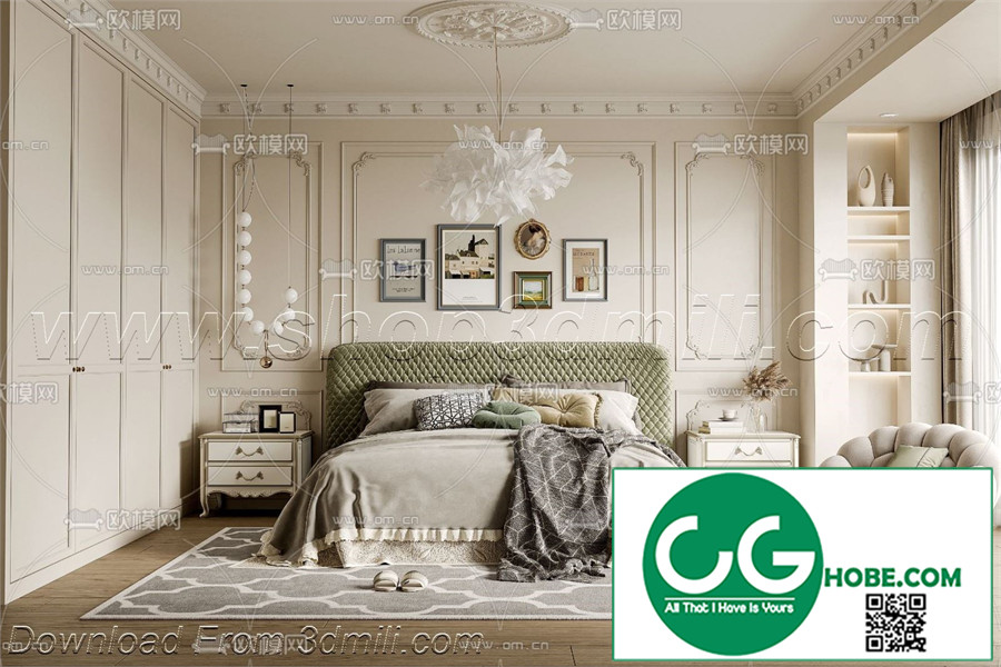 Modern Bedroom 160 3D Model Free Download