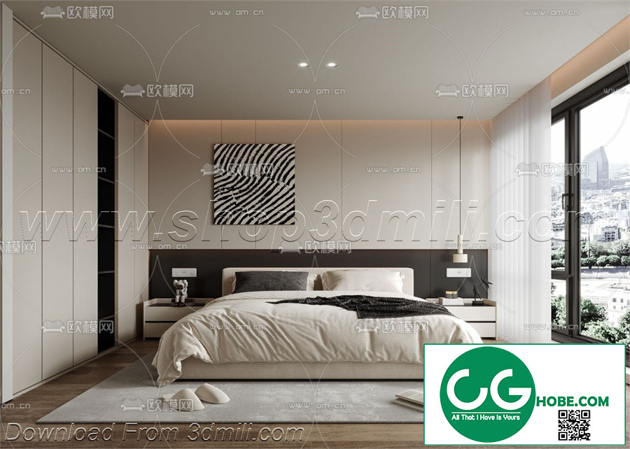 Modern Bedroom 163 3D Model Free Download