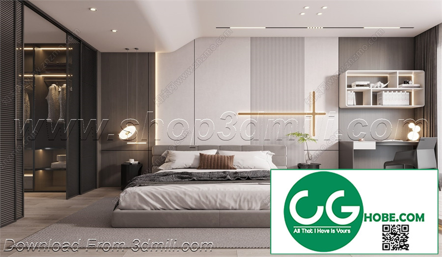 Modern Bedroom 164 3D Model Free Download