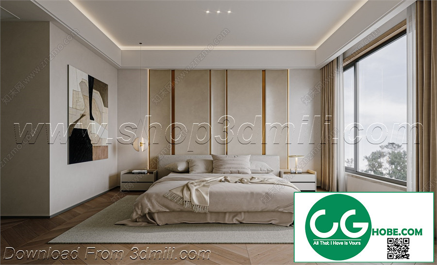Modern Bedroom 168 3D Model Free Download