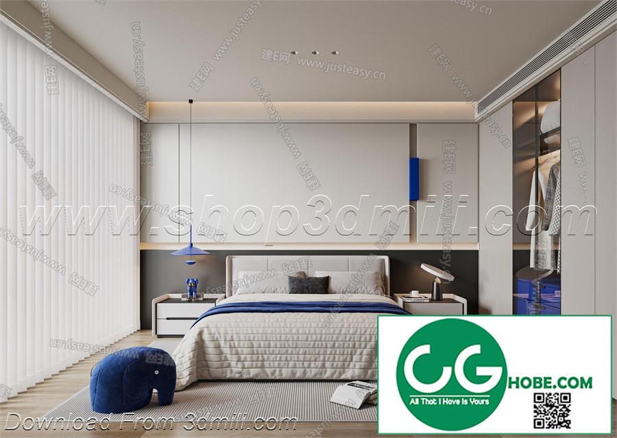 Modern Bedroom 173 3D Model Free Download