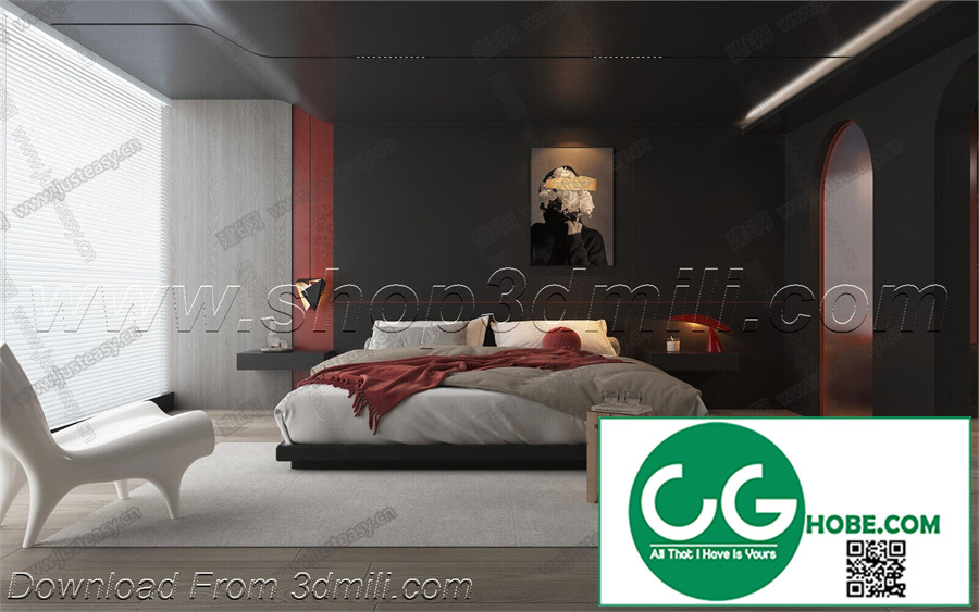 Modern Bedroom 178 3D Model Free Download