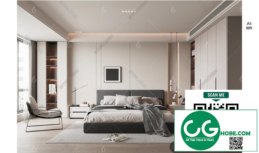 Modern Bedroom 179 3D Model Free Download