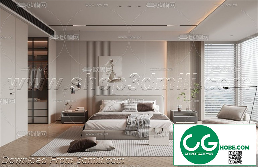 Modern Bedroom 18 3D Model Free Download