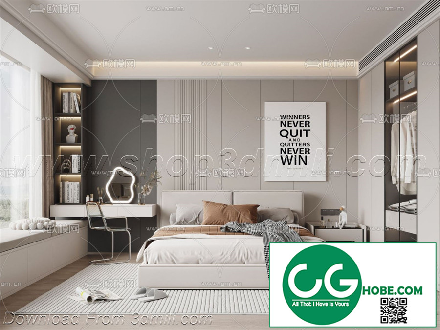 Modern Bedroom 181 3D Model Free Download