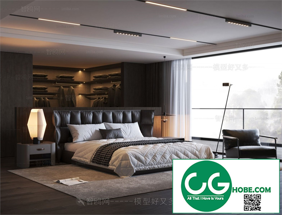 Modern Bedroom 185 3D Model Free Download