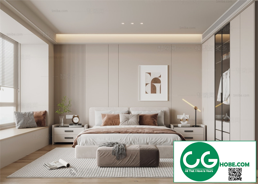Modern Bedroom 190 3D Model Free Download