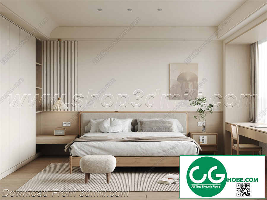 Modern Bedroom 202 3D Model Free Download