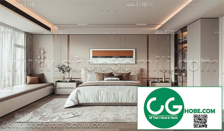 Modern Bedroom 28 3D Model Free Download