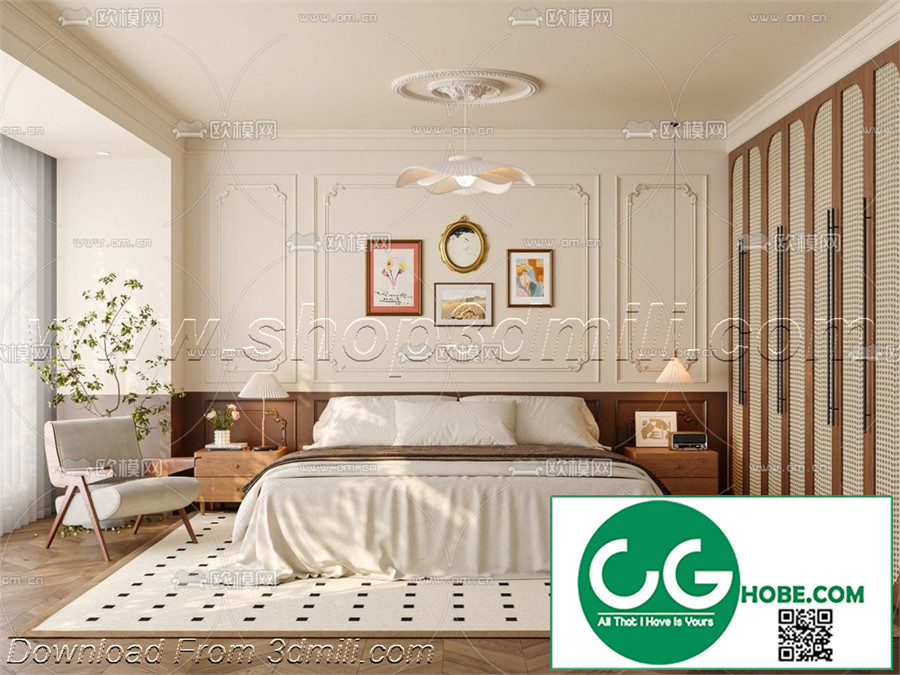 Modern Bedroom 29 3D Model Free Download