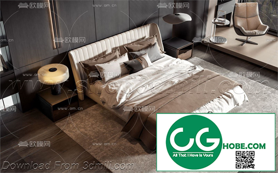 Modern Bedroom 30 3D Model Free Download