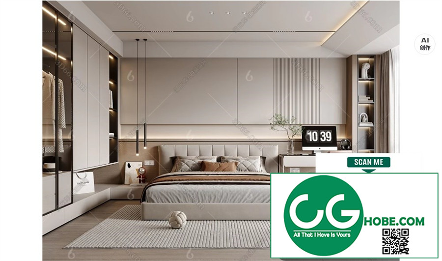 Modern Bedroom 35 3D Model Free Download