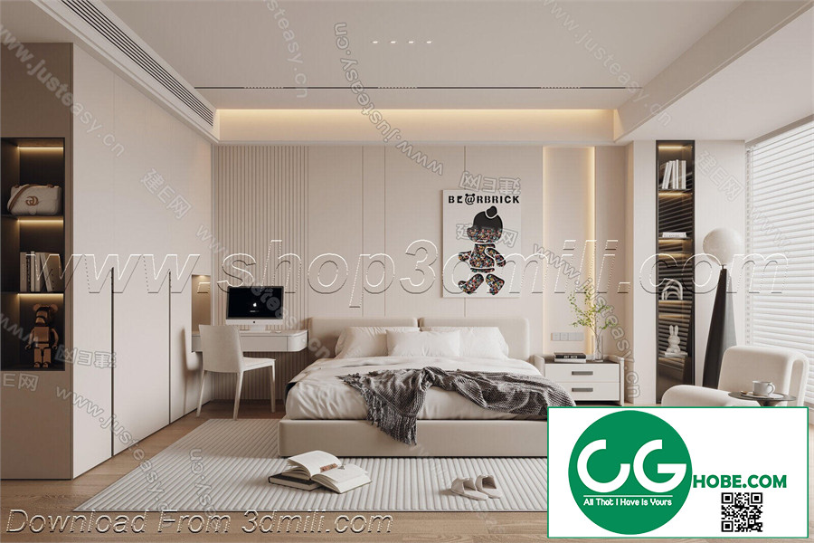 Modern Bedroom 48 3D Model Free Download