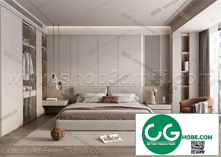Modern Bedroom 50 3D Model Free Download